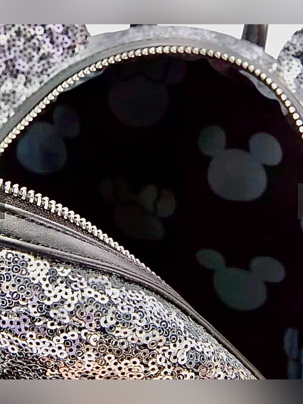 NEW Hong Kong Disney New Years Eve Loungefly Backpack Ombré Silver Black Sequins - Picture 4 of 4